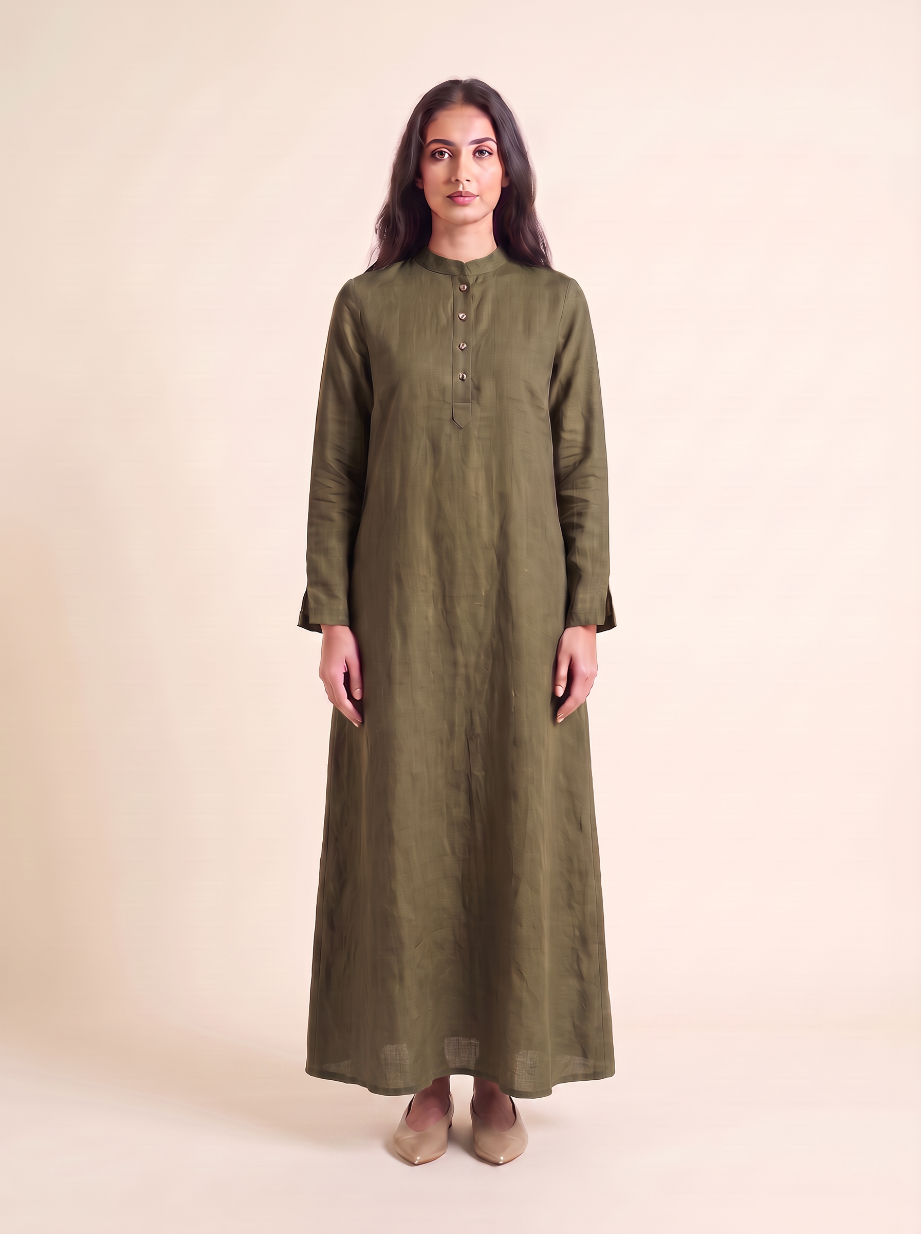 Olive Collared Maxi
