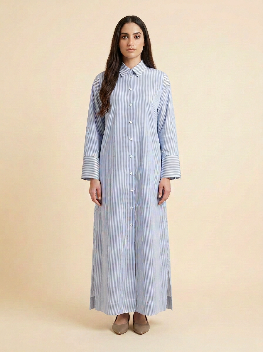 The Blue Pinstripe Shirt Maxi