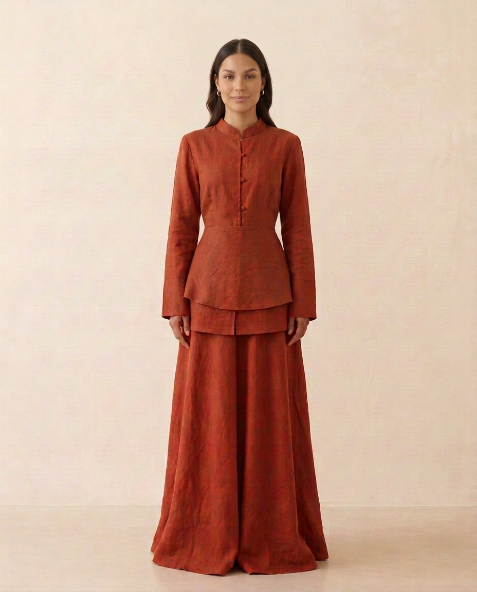 Rust Tunic & Flare Skirt Set
